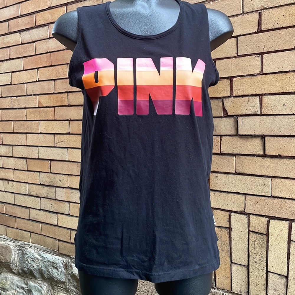 Victoria’s Secret PINK Black Ombre Logo Tank Muscle Top– Size Extra Small